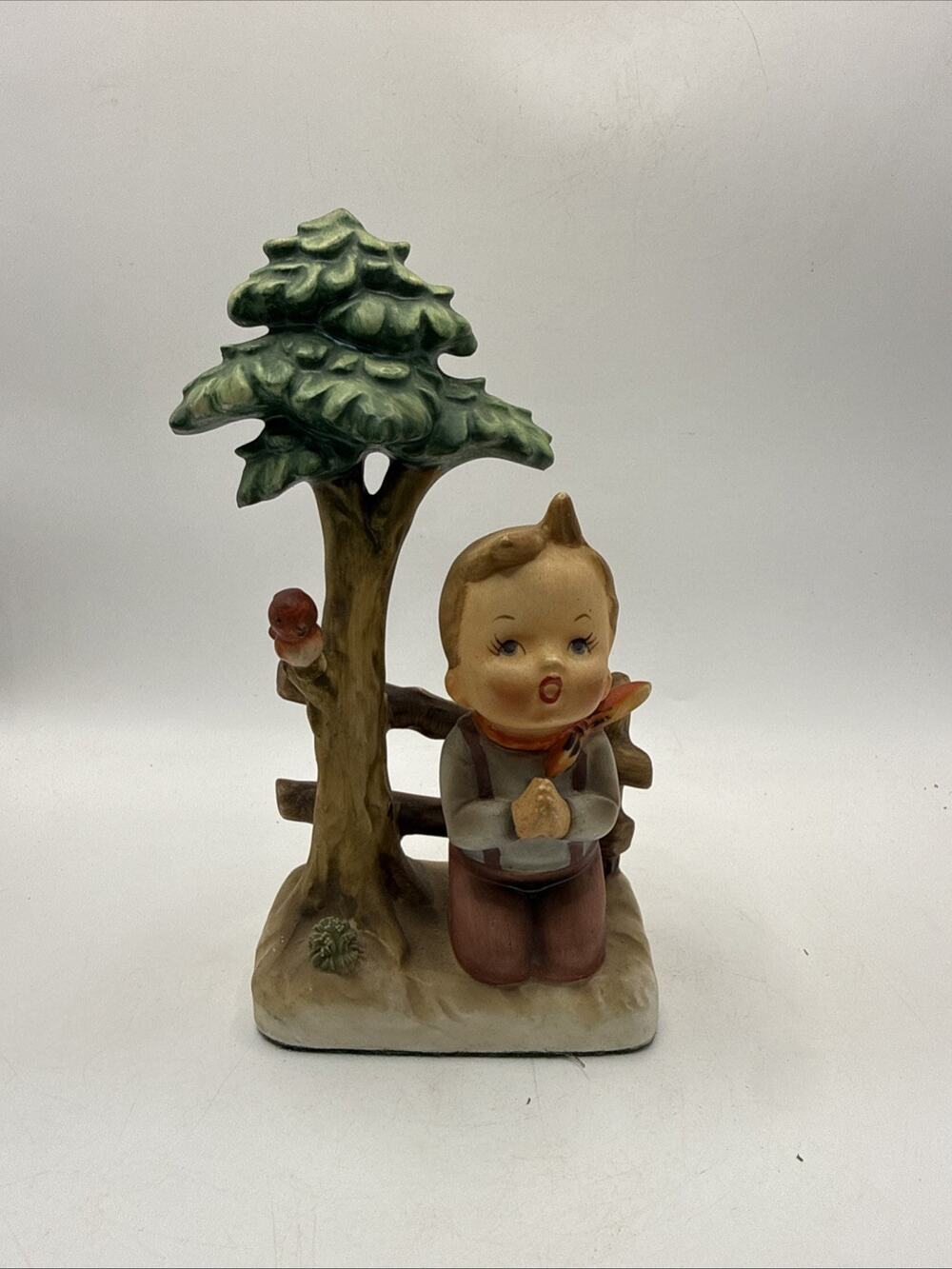 Vintage Boy Praying Under Tree Figurine